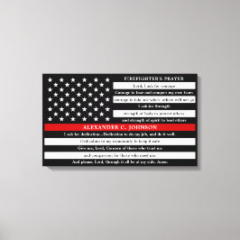 Impressão Em Tela Oração de Bombeiro Personalizada Linha Vermelha Fi