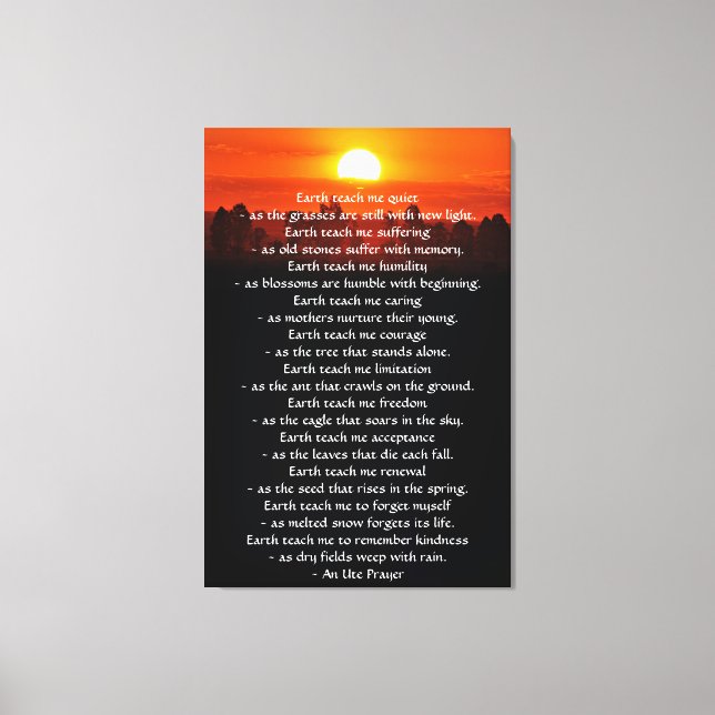 Impressão Em Tela oração inspiradora, a Terra me ensina (Frente)
