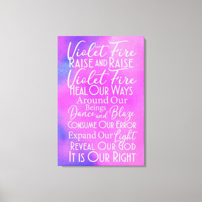 Impressão Em Tela Oração Violeta Contra Fogo: Arte Energética Positi (Frente)