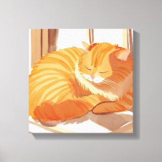 Impressão Em Tela Orange Tabby Cat | Pintura de Aquarela