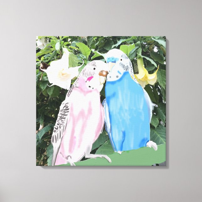 Impressão Em Tela Orçamentos Rosa e Azul contra Anjos Trumpets (Frente)