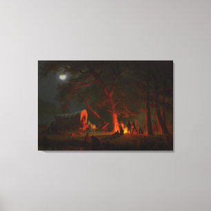 Impressão Em Tela Oregon Trail Conestoga Wagon Moonlight Camp Fire