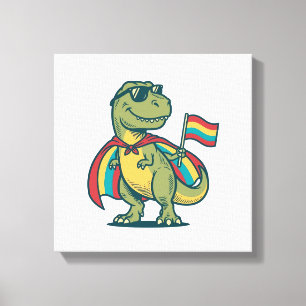 Impressão Em Tela Orgulhoso Dinossauro Fofo Camisa Vector Design_1