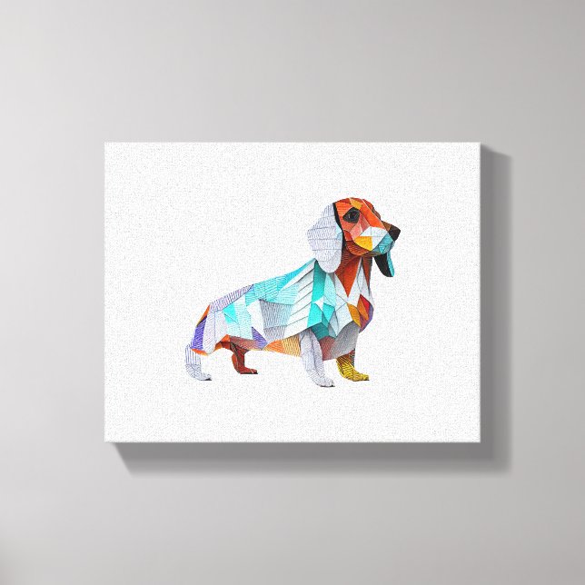 Impressão Em Tela Origami Dachshund (Frente)