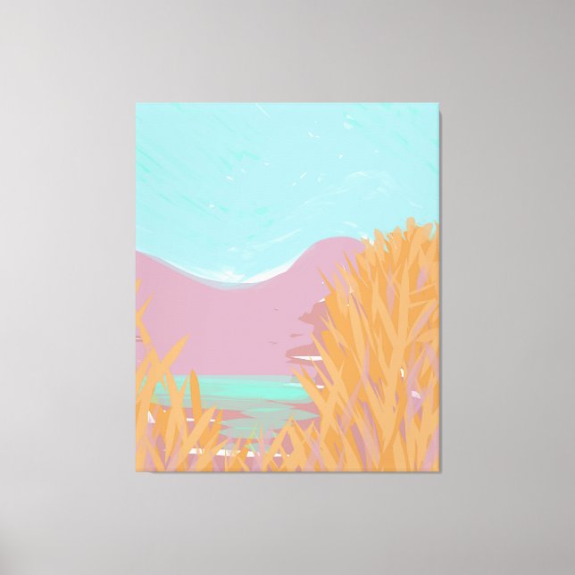 Impressão Em Tela Original Contemporâneo "The Lake" Triptych Trabalh (Frente)