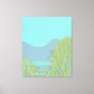 Impressão Em Tela Original Contemporâneo "The Lake" Triptych Trabalh