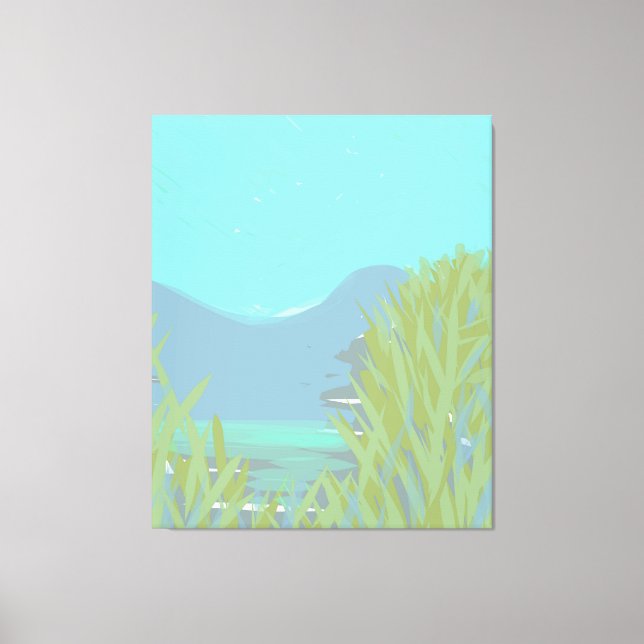 Impressão Em Tela Original Contemporâneo "The Lake" Triptych Trabalh (Frente)