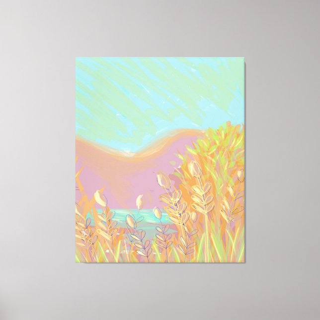 Impressão Em Tela Original Contemporâneo "The Lake" Triptych Trabalh (Frente)