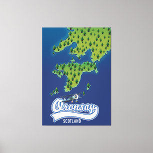 Impressão Em Tela Oronsay mapa da ilha da Escócia