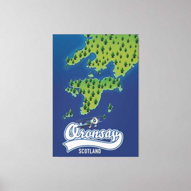 Impressão Em Tela Oronsay mapa da ilha da Escócia  (Frente)