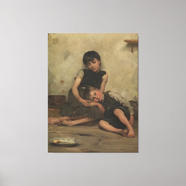 Impressão Em Tela "Orphans" by Thomas Kennington (1885) - London, UK (Frente)