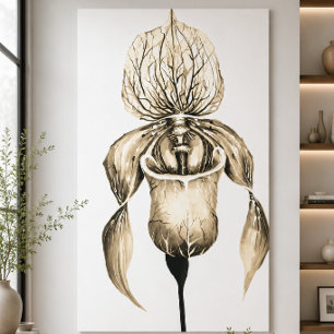 Impressão Em Tela Orquídea de Paphiopedilum com Cores Vivas