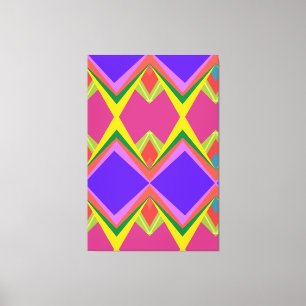Impressão Em Tela Orquídea Ousada e Arte Geométrica Abstrata Retro e