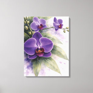 Impressão Em Tela Orquídea Roxa Botânica