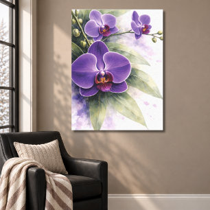 Impressão Em Tela Orquídea Roxa Botânica