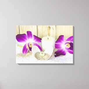 Impressão Em Tela orquídeas e velas de spa com concha