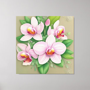 Impressão Em Tela Orquídeas Rosa Elegantes em Flor