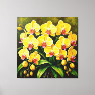 Impressão Em Tela Orquídeas Vibrantes em um Ambiente Verde Luxuriant