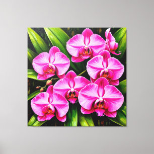 Impressão Em Tela Orquídeas Vibrantes em um Ambiente Verde Luxuriant