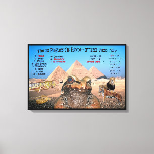 Impressão Em Tela Os 10 pragas de Egipto - inglês & hebraico