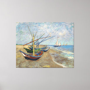 Impressão Em Tela Os Barcos de Pesca de Vincent van Gogh na Praia