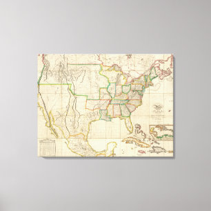 Impressão Em Tela Os Estados Unidos com os Ingleses contíguos