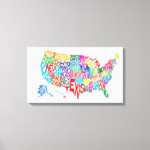 Impressão Em Tela Os Estados Unidos nos nomes