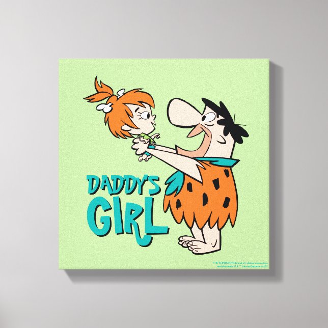 Impressão Em Tela Os Flintstones | Fred & Pebbles - Garota Pai (Frente)