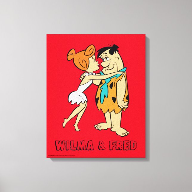 Impressão Em Tela Os Flintstones | Wilma Kissing Fred (Frente)