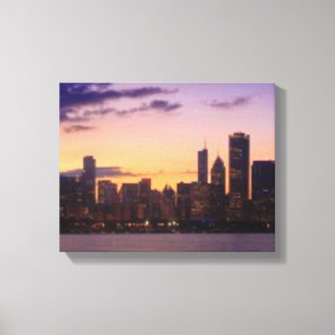 Impressão Em Tela Os grupos do sol sobre a skyline de Chicago