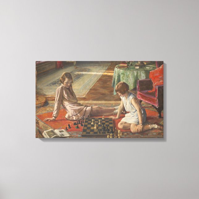 Impressão Em Tela Os Jogadores de Xadrez (por John Lavery) (Frente)