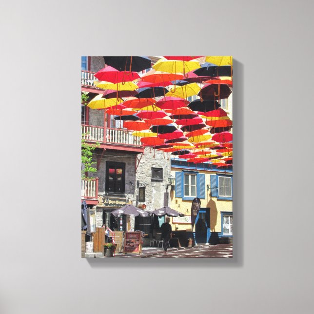 Impressão Em Tela Os maravilhosos Guarda-chuvas da cidade de Quebec (Frente)