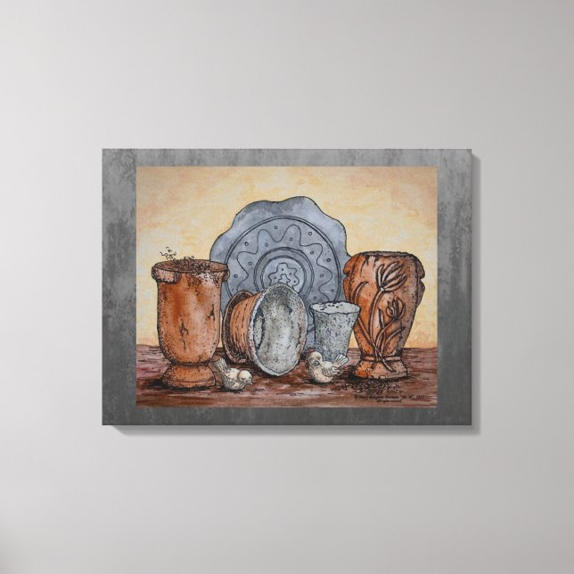 Impressão Em Tela "Os Potes de Potter" Belas Artes Ainda Vidas (Frente)