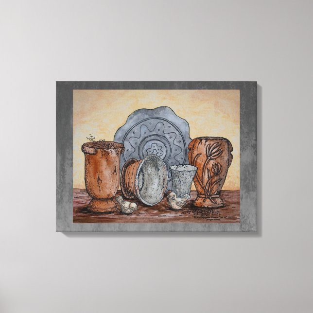 Impressão Em Tela "Os Potes de Potter" Belas Artes Ainda Vidas (Frente)