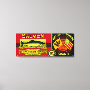 Impressão Em Tela Os salmões americanos do russo podem LabelKarluk,