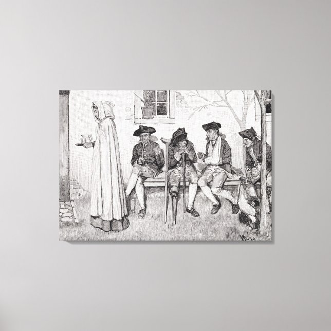 Impressão Em Tela Os soldados feridos sentaram-se ao longo do muro" (Frente)