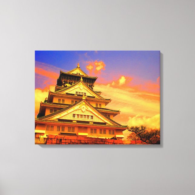 Impressão Em Tela Osaka Castle (Sunset ver.) [Premium Canvas] (Frente)