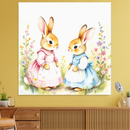 Impressão Em Tela „Osterzauber – Das Mädchen und der Frühlingshase“