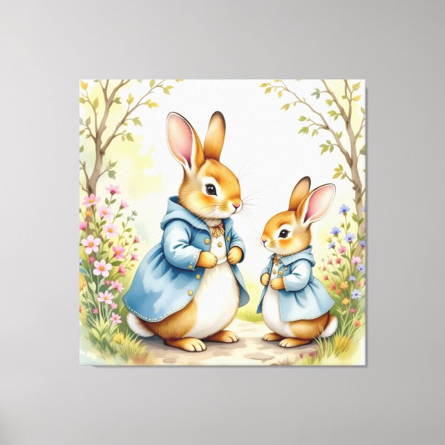 Impressão Em Tela „Osterzauber – Das Mädchen und der Frühlingshase“ (Frente)
