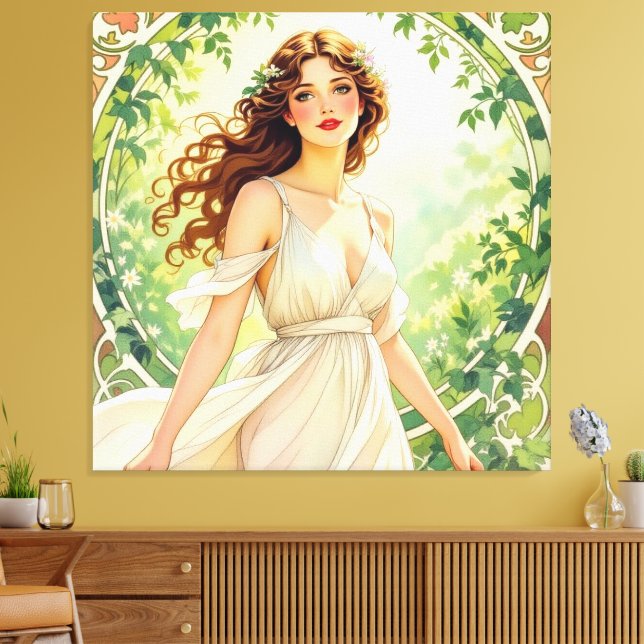 Impressão Em Tela „Osterzauber – Das Mädchen und der Frühlingshase“ (Insitu(Sala de estar))