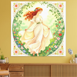 Impressão Em Tela „Osterzauber – Das Mädchen und der Frühlingshase“