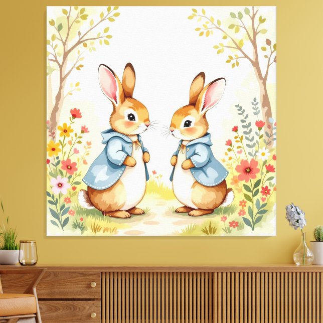 Impressão Em Tela „Osterzauber – Das Mädchen und der Frühlingshase“ (Insitu(Sala de estar))