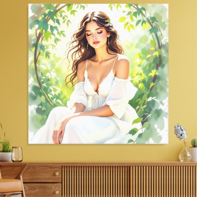 Impressão Em Tela „Osterzauber – Das Mädchen und der Frühlingshase“ (Insitu(Sala de estar))