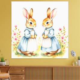 Impressão Em Tela „Osterzauber – Das Mädchen und der Frühlingshase“