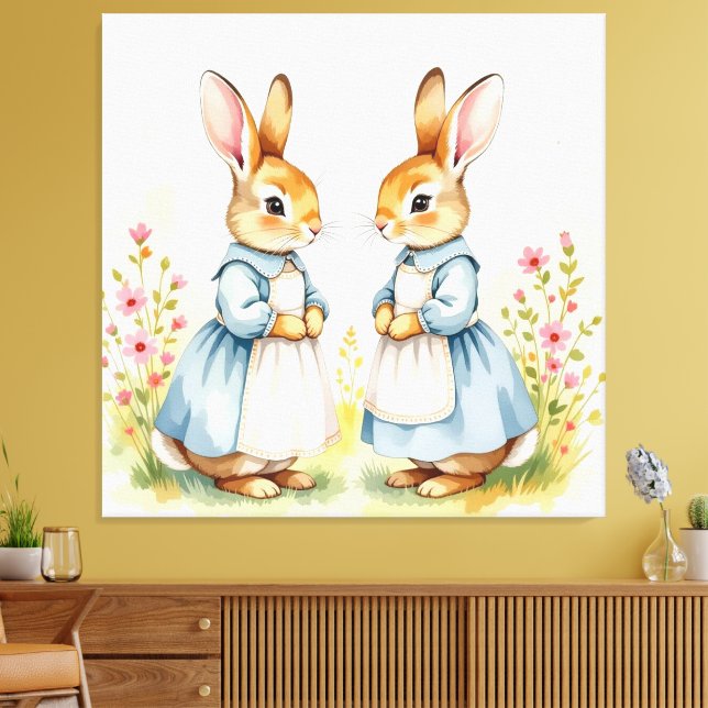 Impressão Em Tela „Osterzauber – Das Mädchen und der Frühlingshase“ (Insitu(Sala de estar))
