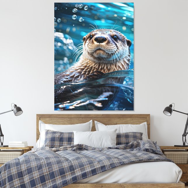 Impressão Em Tela Otter Natação (Insitu(Quarto))