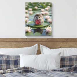 Impressão Em Tela ouriço fofo de julho com coração de rubi