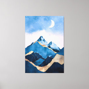 Impressão Em Tela Ouro Celestial Picos Aquarela