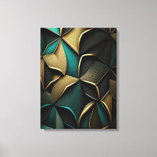Impressão Em Tela Ouro de luxo e padrão de abstrato emerald