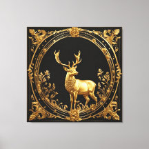 Ouro de renas Dourado e quadro ornamental negro